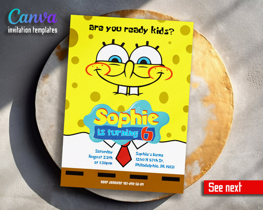 SpongeBob SquarePant customizable invitation template | Share or Print |  | OH131