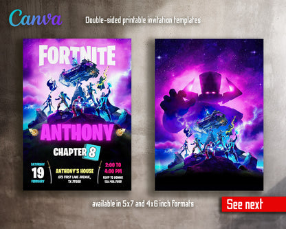 Fortnite gamer customizable invitation template | Share or Print | boy | KD636