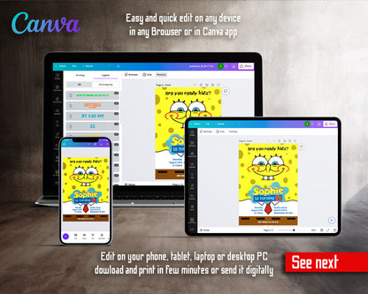 SpongeBob SquarePant customizable invitation template | Share or Print |  | OH131