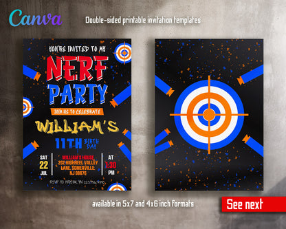 NERF Dart Wars  customizable invitation template | Share or Print | boy | ZJ481