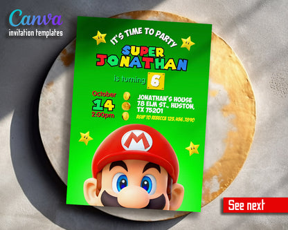 Super Mario Bros  customizable invitation template | Share or Print |  | FP200