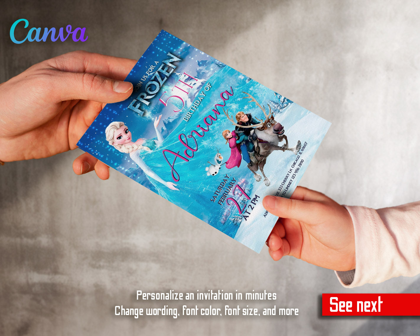 Frozen Elsa  customizable invitation template | Share or Print | girl | FQ179