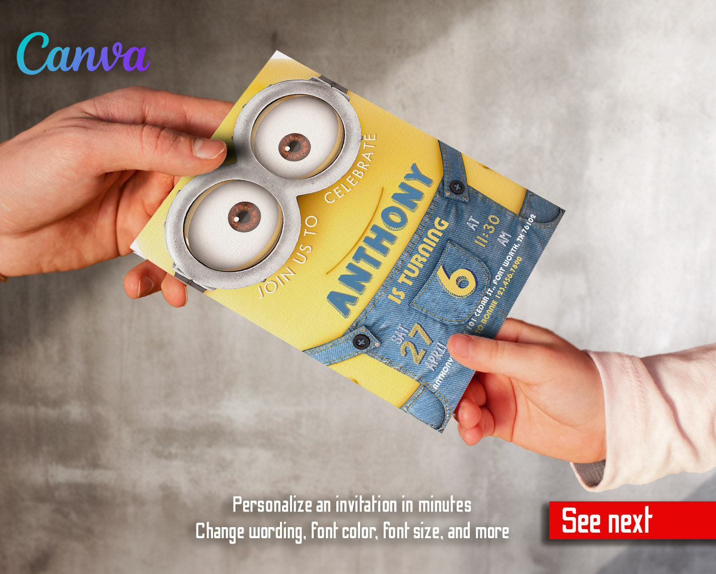 Minions Despicable Me customizable invitation template | Share or Print | | OC252