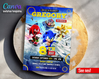 Sonic the Hedgehog customizable invitation template | Share or Print |  | YR804