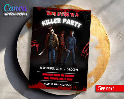 Horror Killer Movie Party  customizable invitation template | Share or Print |  | IE804