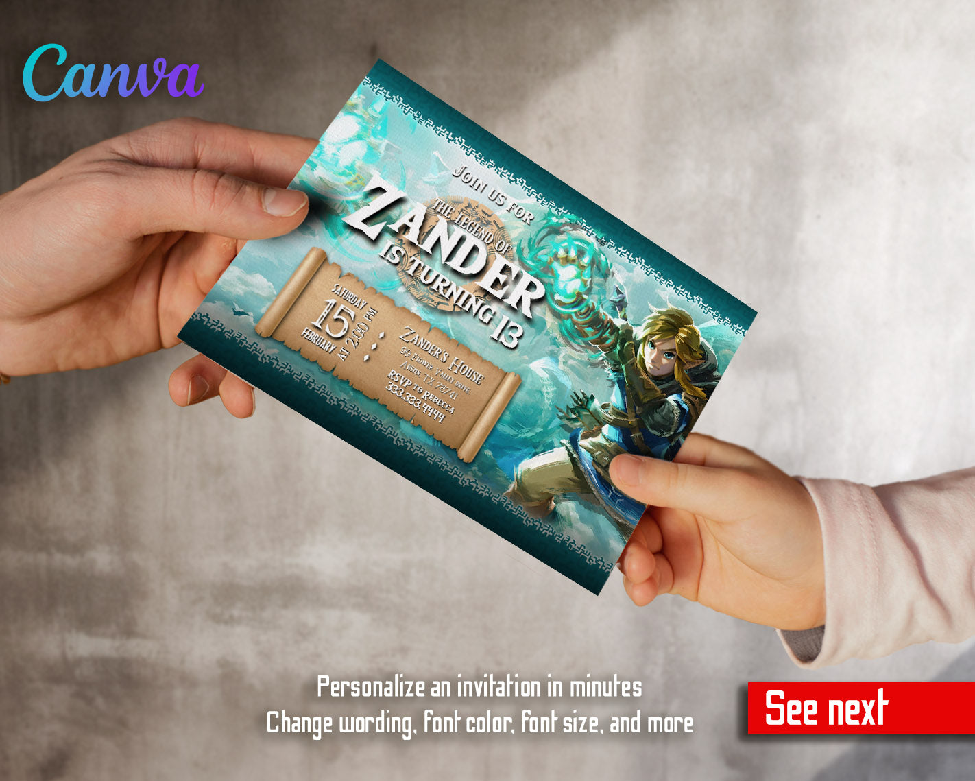 Legend of Zelda  customizable invitation template | Share or Print |  | XF290