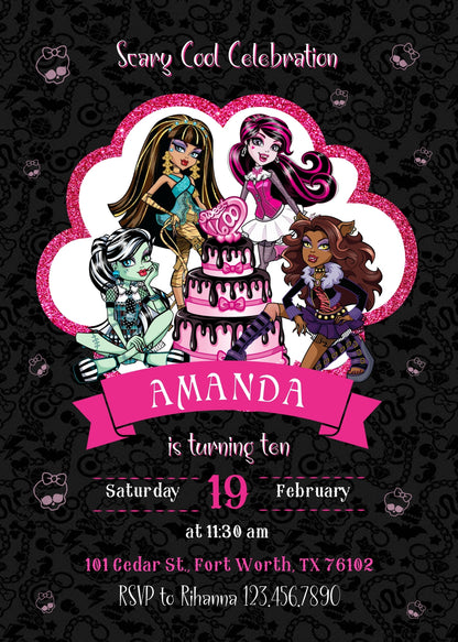 Monster High  customizable invitation template | Share or Print | girl | MY605