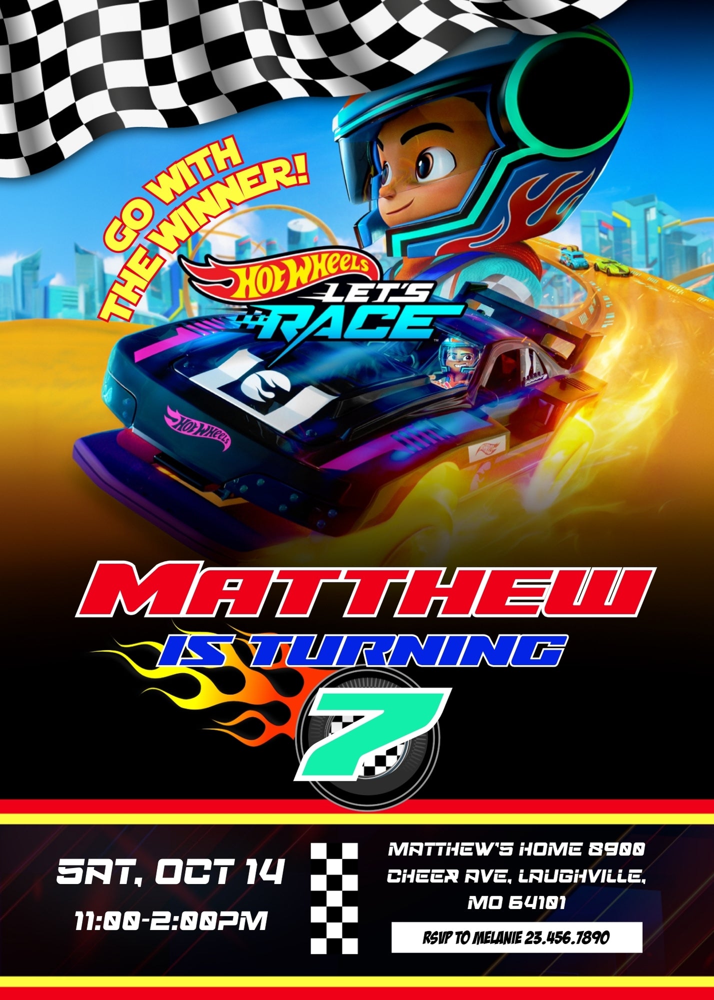 Hot Wheels Let's Race customizable invitation template | Share or Print | boy | IB429