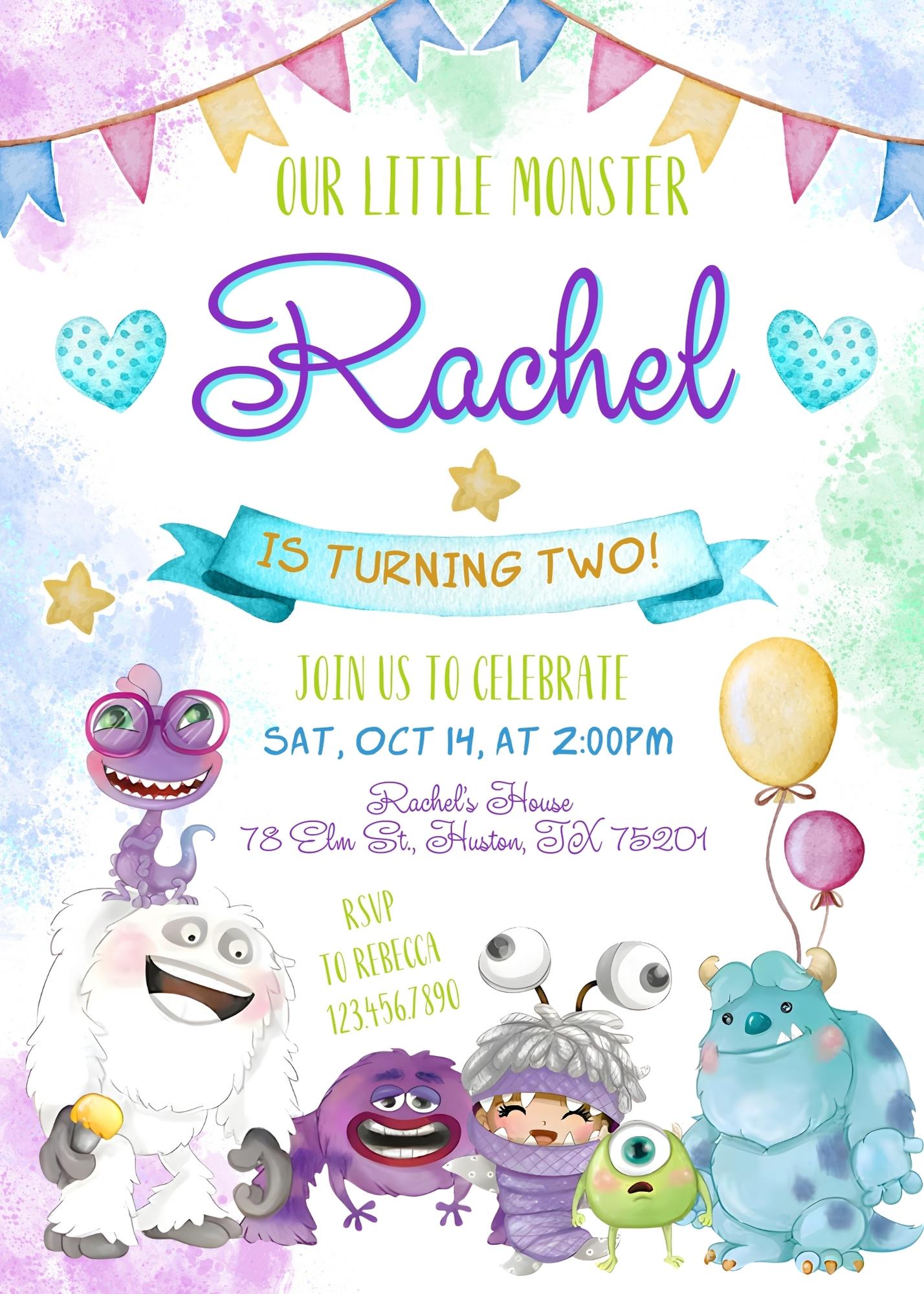 Monsters, Inc.  customizable invitation template | Share or Print |  | IC348