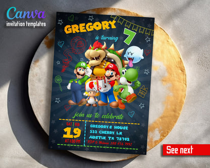 Super Mario Bros  customizable invitation template | Share or Print |  | FZ923