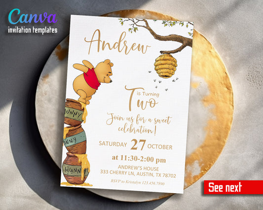 Winnie the Pooh  customizable invitation template | Share or Print |  | IJ591