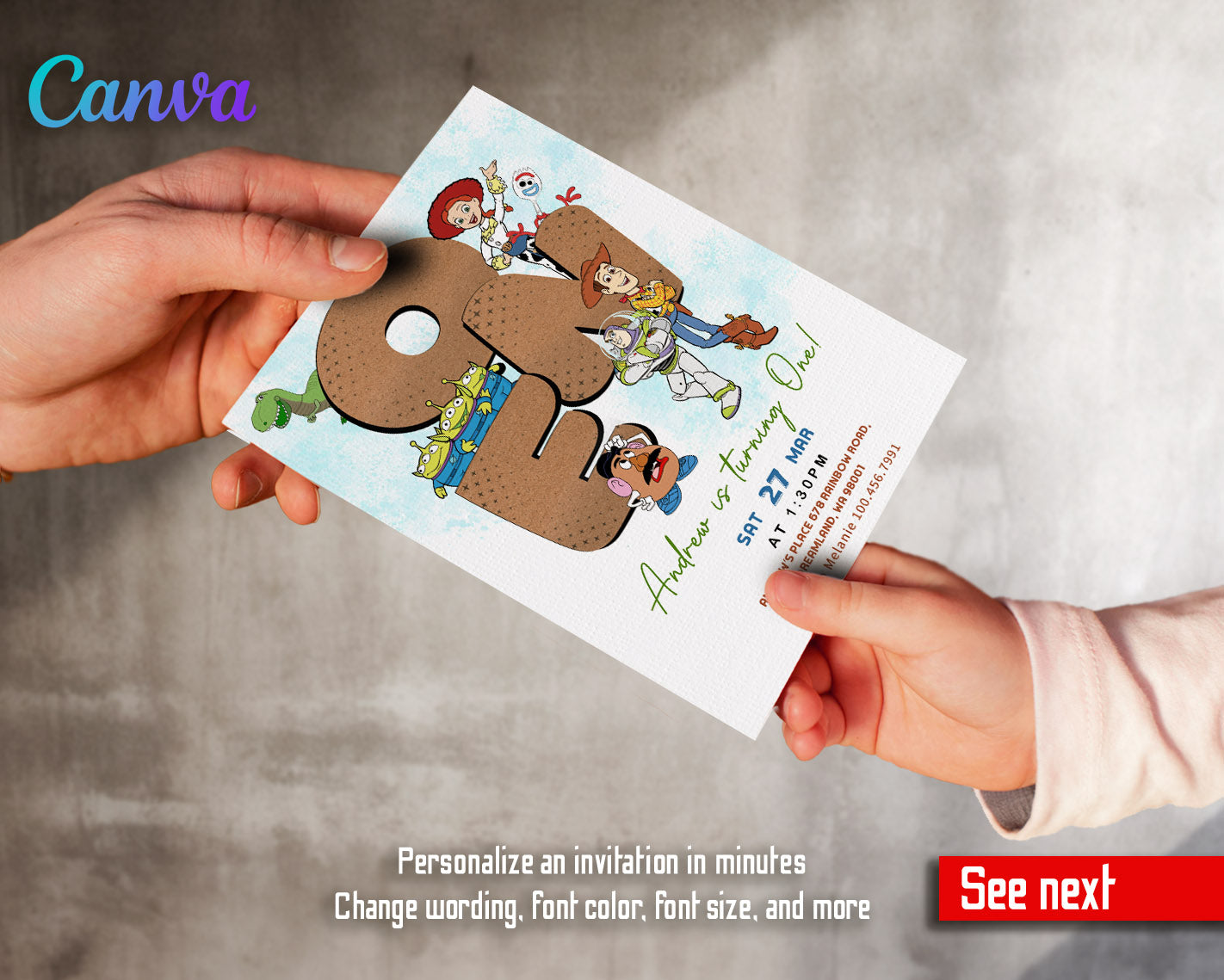 Toy Story Woody  customizable invitation template | Share or Print |  | SV610