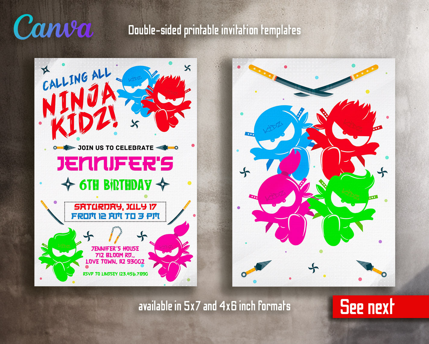 Ninja Kidz TV customizable invitation template | Share or Print |  | ZZ226