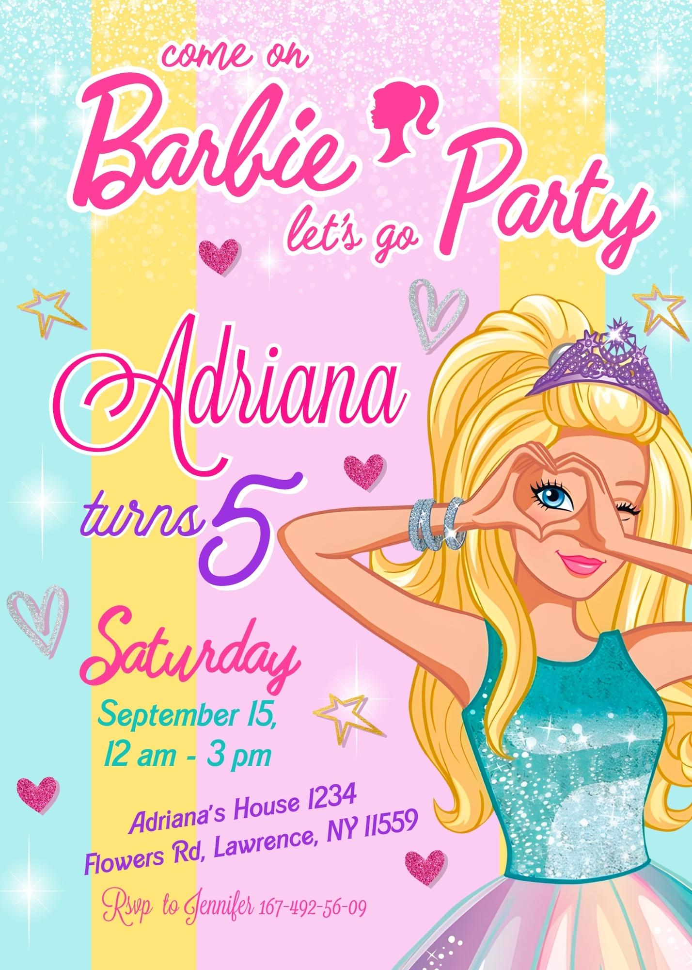 Barbie Pink customizable invitation template | Share or Print | girl | GL456