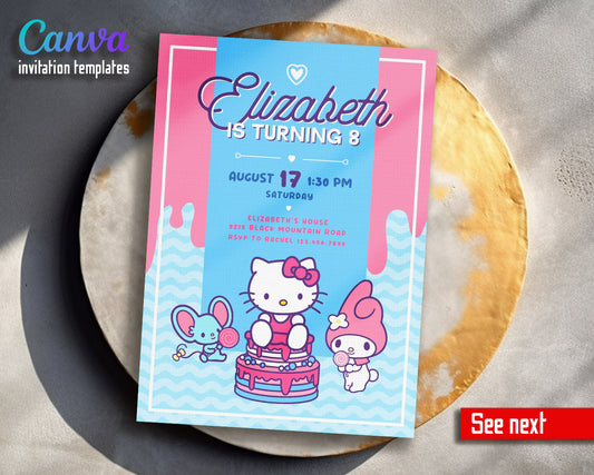 Hello Kitty Sanrio customizable invitation template | Share or Print | | JT730