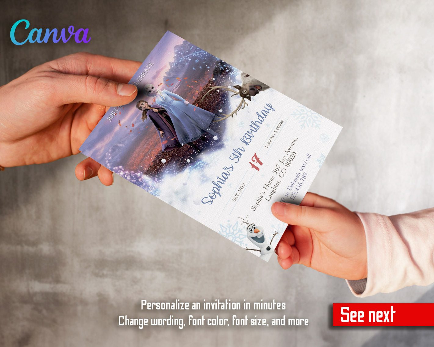 Frozen Elsa  customizable invitation template | Share or Print | girl | FO805