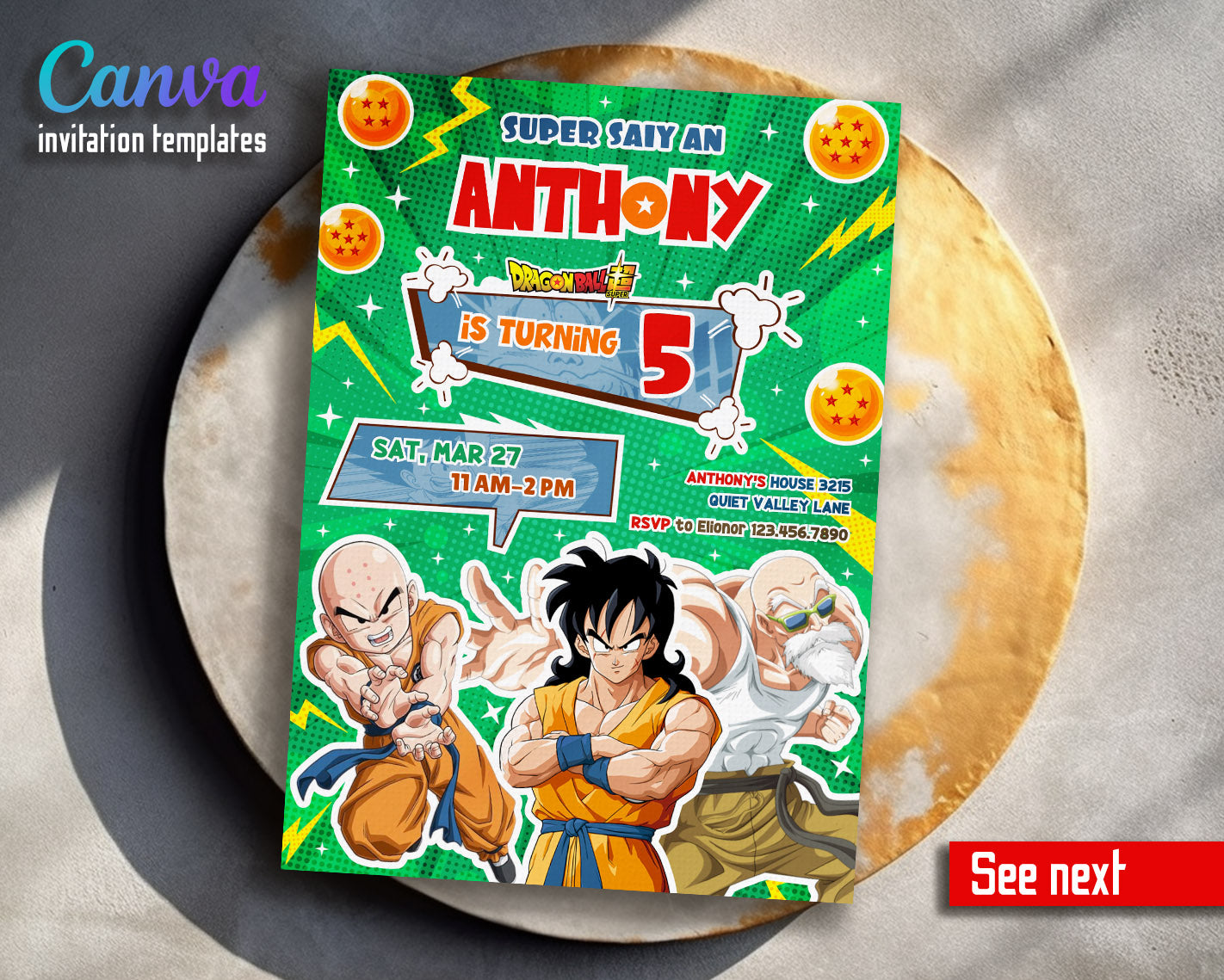 Dragon Ball Z Anime  customizable invitation template | Share or Print | boy | IS796