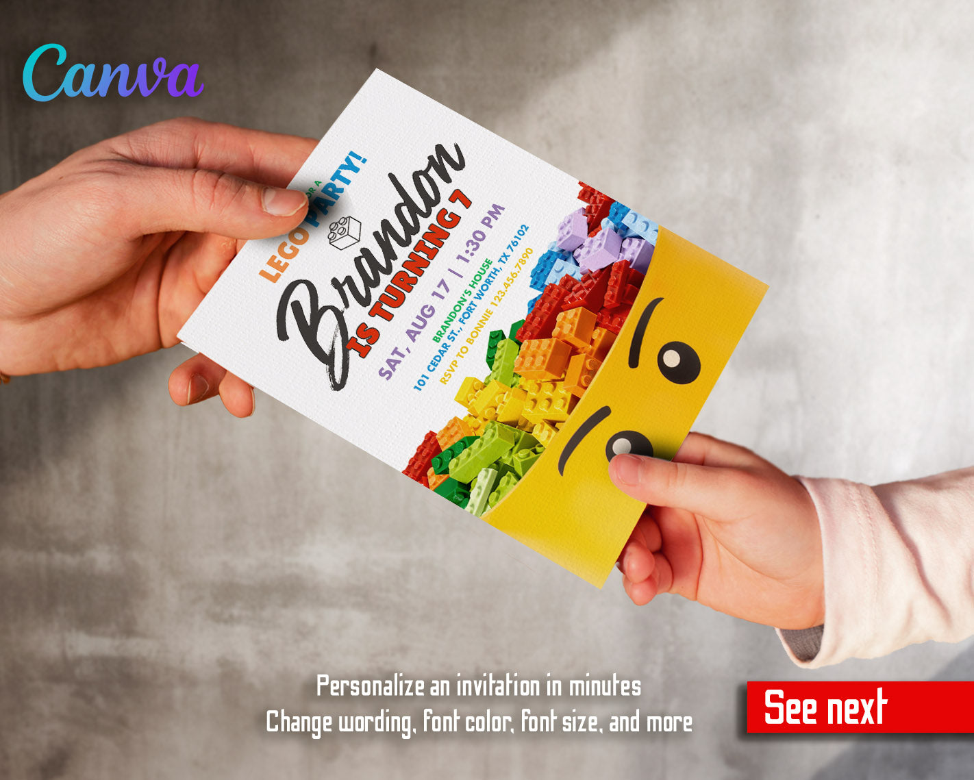 Lego customizable invitation template | Share or Print |  | WT076