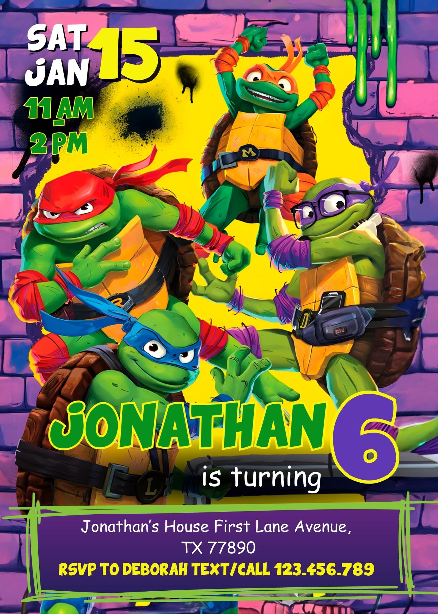 Teenage Mutant Ninja Turtles  customizable invitation template | Share or Print | boy | TG725