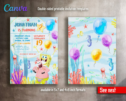 SpongeBob SquarePant customizable invitation template | Share or Print |  | VR905