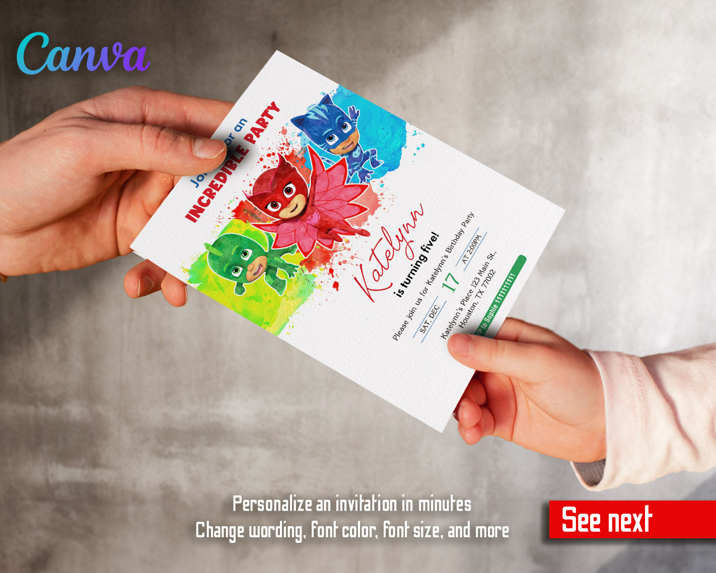 PJ Masks customizable invitation template | Share or Print | | EF038