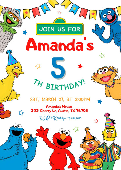 Sesame Street customizable invitation template | Share or Print |  | TP726