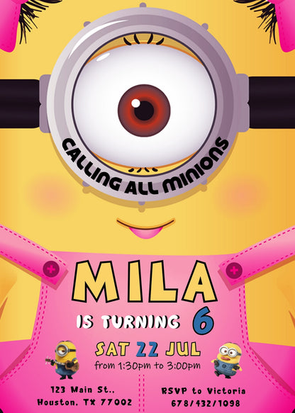 Minions Despicable Me customizable invitation template | Share or Print | | AT693