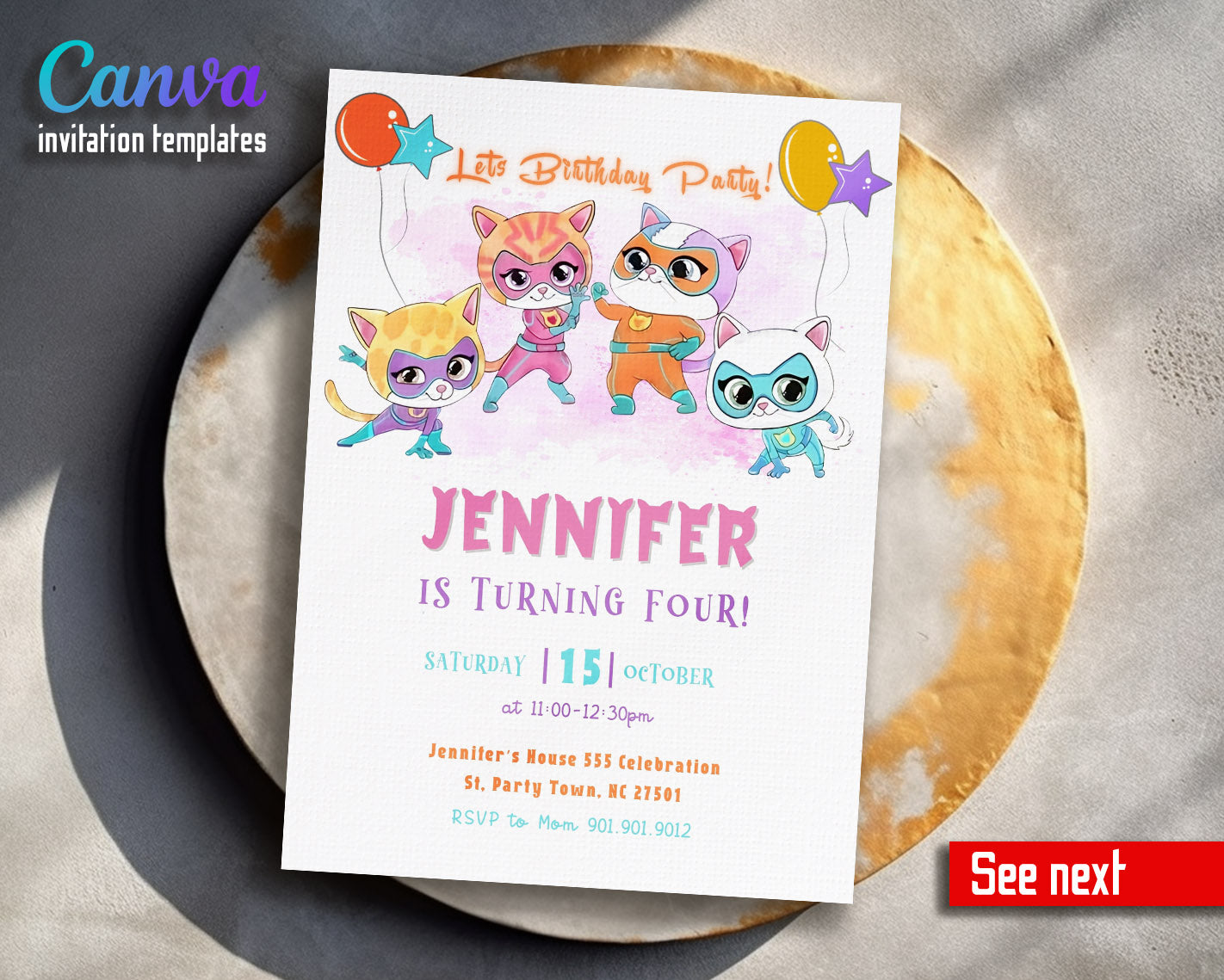 SuperKitties  customizable invitation template | Share or Print |  | EH269