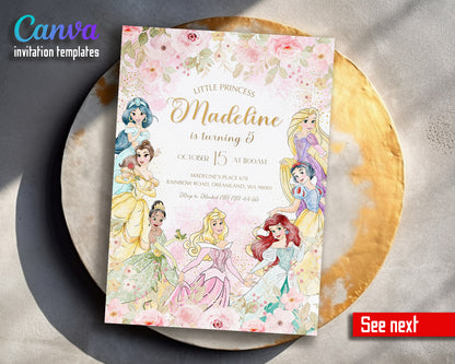 Disney Princess customizable invitation template | Share or Print | girl | DQ875