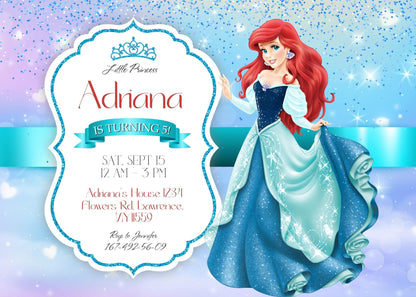 Little Mermaid Ariel customizable invite template girl | instant download | Share or Print | EO178