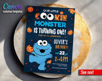 Sesame Street Cookie Monster customizable invitation template | Share or Print |  | LF507