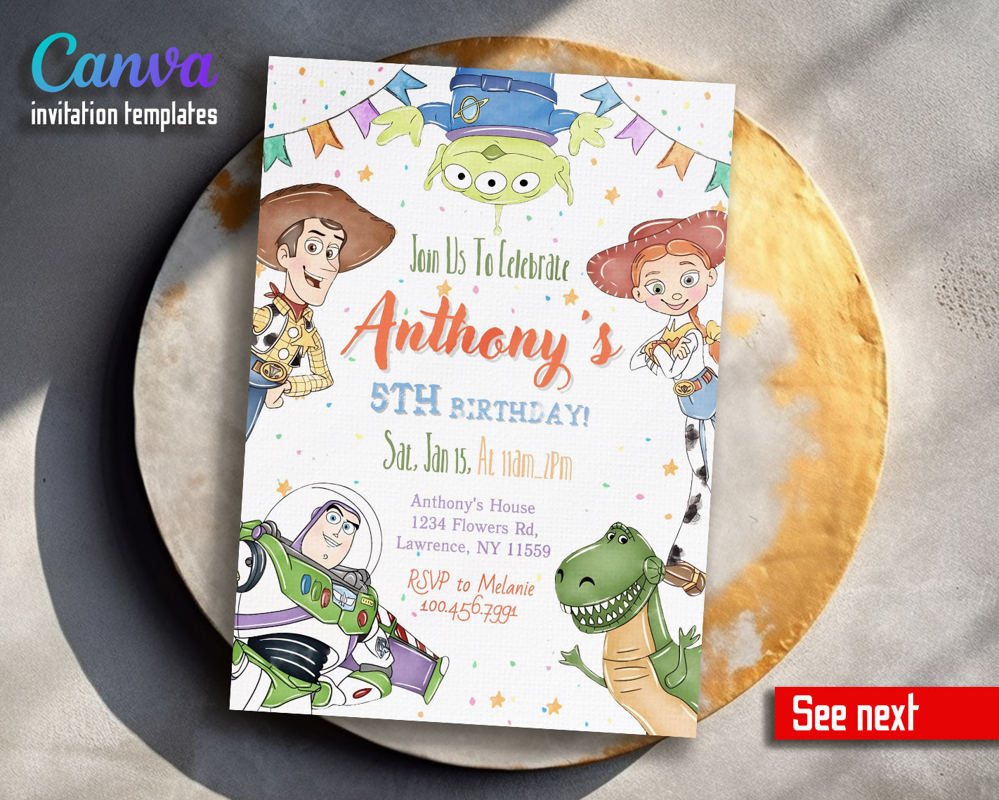 Toy Story Woody  customizable invitation template | Share or Print |  | SF817