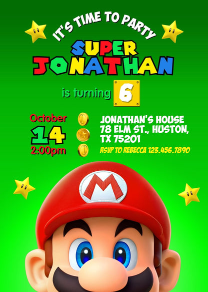 Super Mario Bros  customizable invitation template | Share or Print |  | FP200