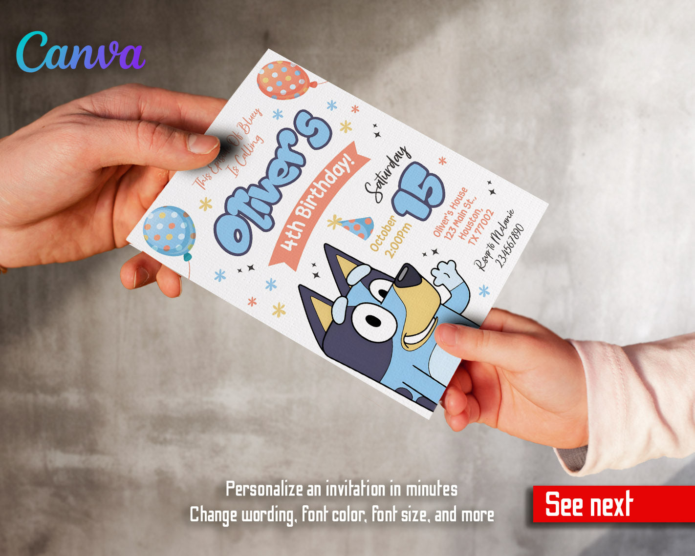 Bluey Bingo customizable invitation template | Share or Print |  | YP995