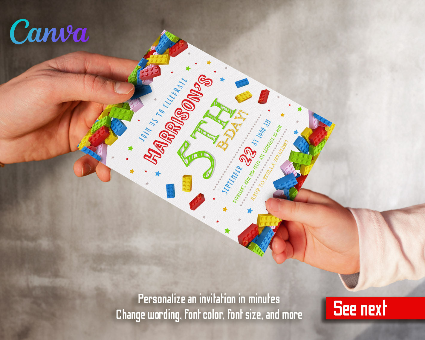 Lego  customizable invitation template | Share or Print |  | VV766