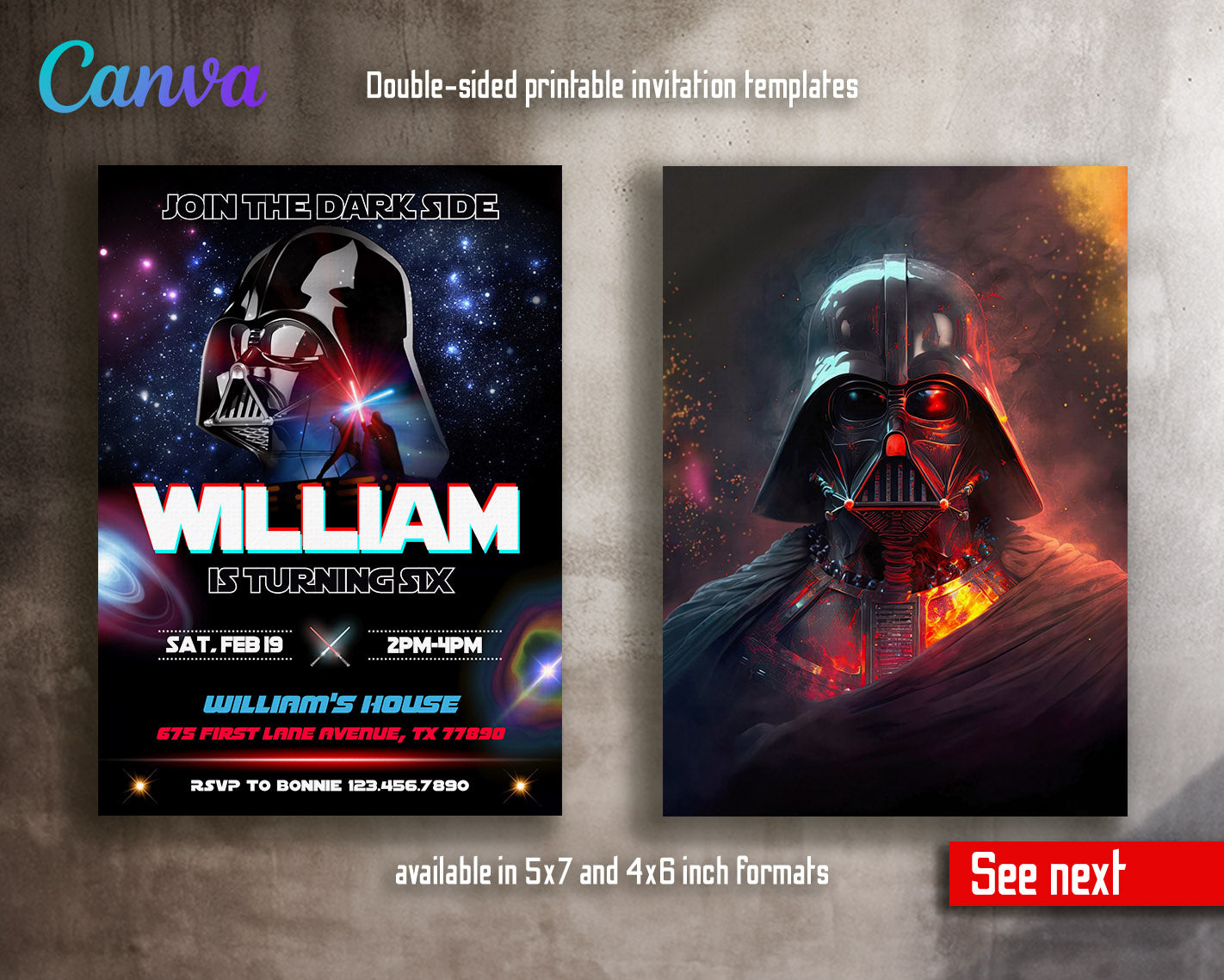 Star Wars Darth Vader  customizable invitation template | Share or Print | boy | XE775