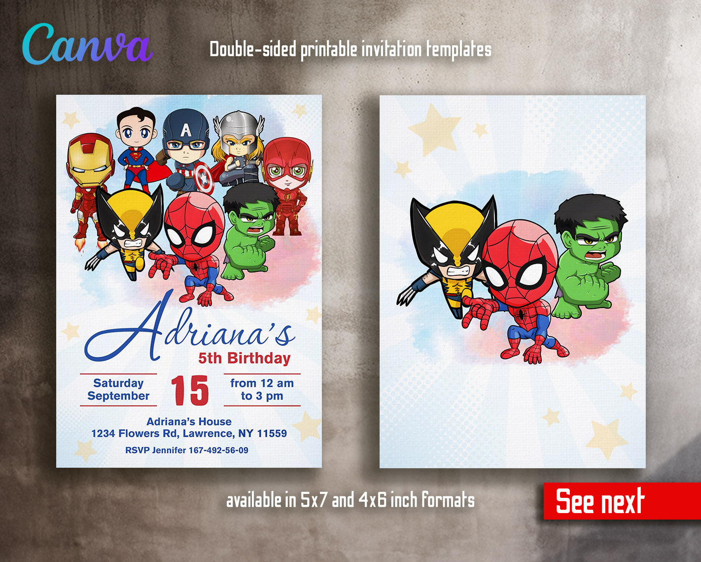 Avengers Marvel Superhero  customizable invitation template | Share or Print | boy | OL555