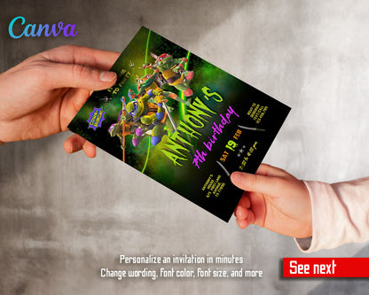 Teenage Mutant Ninja Turtles Mutant Mayhem customizable invitation template | Share or Print | boy | YJ913