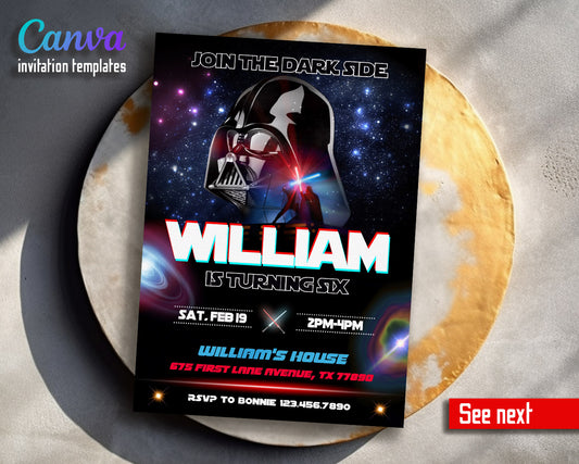 Star Wars Darth Vader  customizable invitation template | Share or Print | boy | XE775