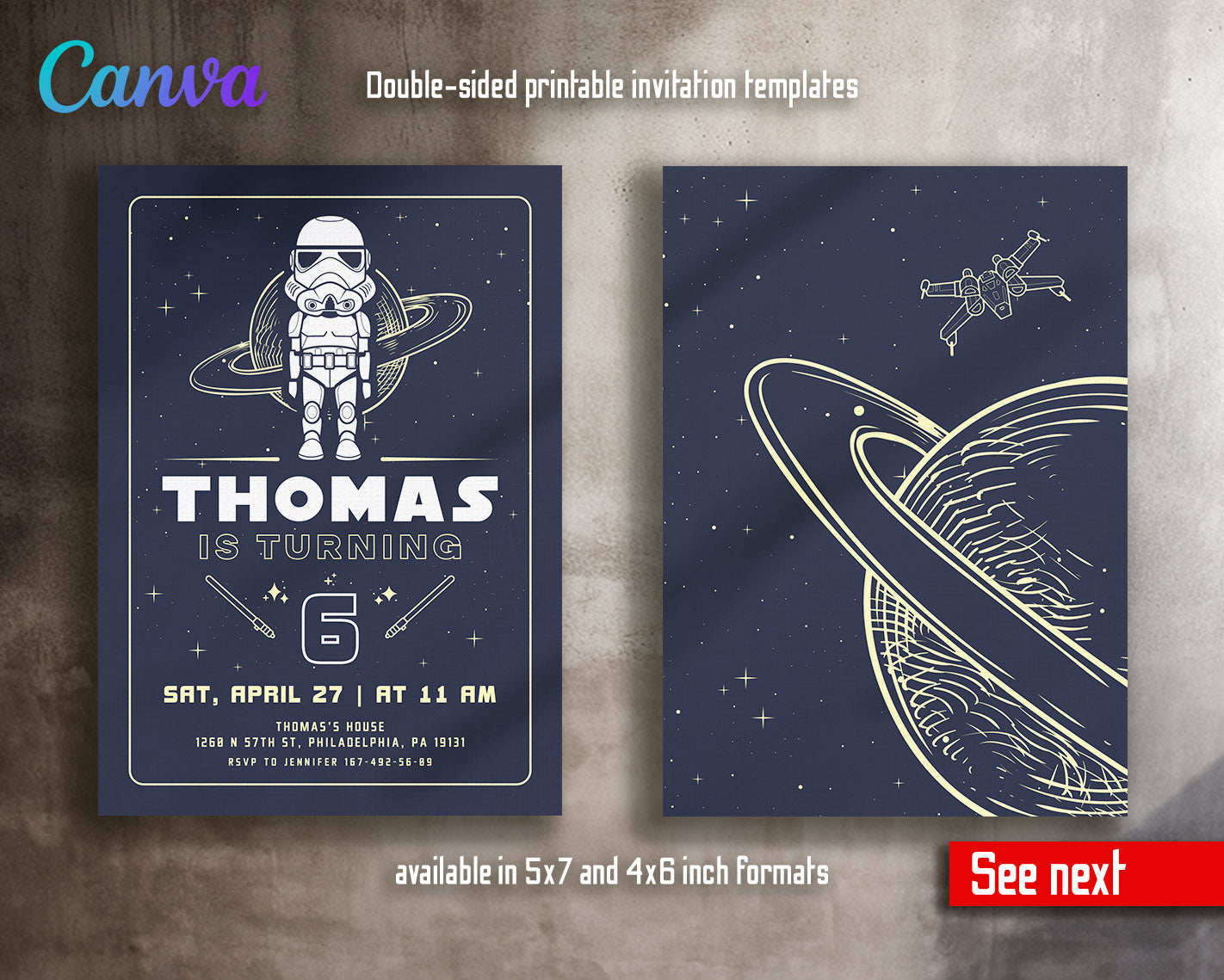 Star Wars Darth Vader  customizable invitation template | Share or Print | boy | RK208