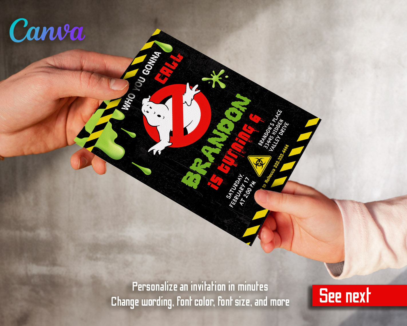 Ghostbusters customizable invitation template | Share or Print |  | PX238