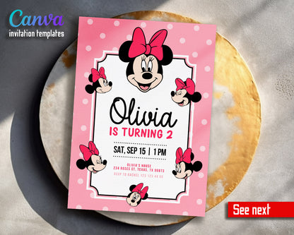 Minnie Mouse Disney Mickey customizable invitation template | Share or Print | girl | DX861