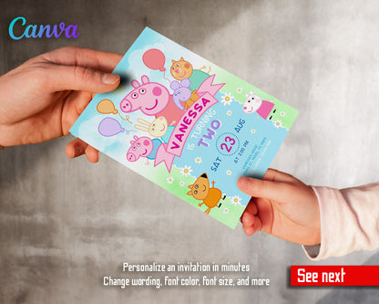 Peppa Pig customizable invitation template | Share or Print | girl | OW032