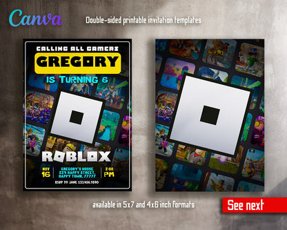 Roblox Gamer customizable invitation template | Share or Print | | XE442