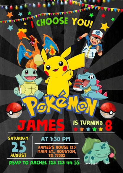 Pokemon customizable invite template | instant download | Share or Print | GF882