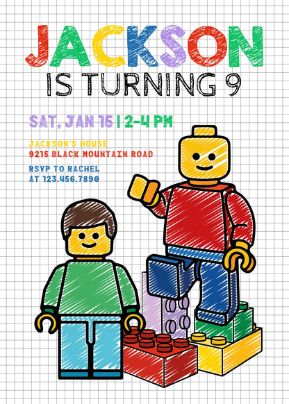 Lego Minifigures  customizable invitation template | Share or Print |  | EL640