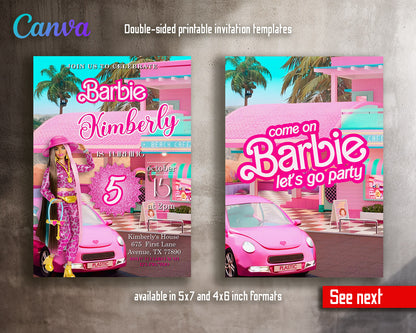 Barbie Pink  customizable invitation template | Share or Print | girl | SO241