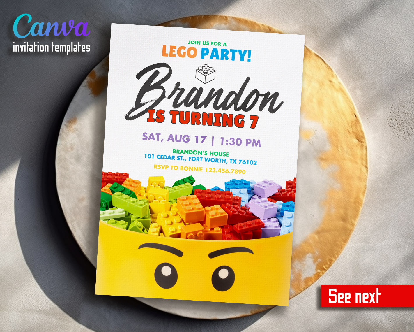 Lego customizable invitation template | Share or Print |  | WT076