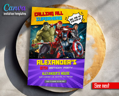 Avengers Marvel Superhero  customizable invitation template | Share or Print | boy | IP725