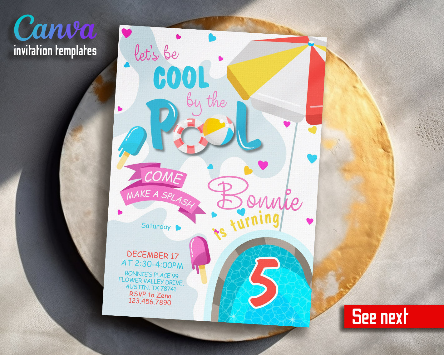 Pool Party customizable invitation template | Share or Print |  | QW910